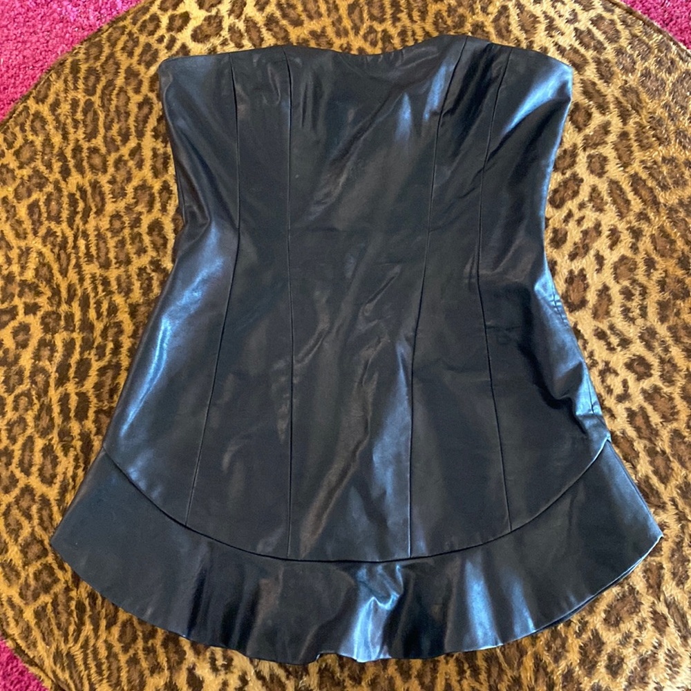 Major Elle faux leather strapless dress
